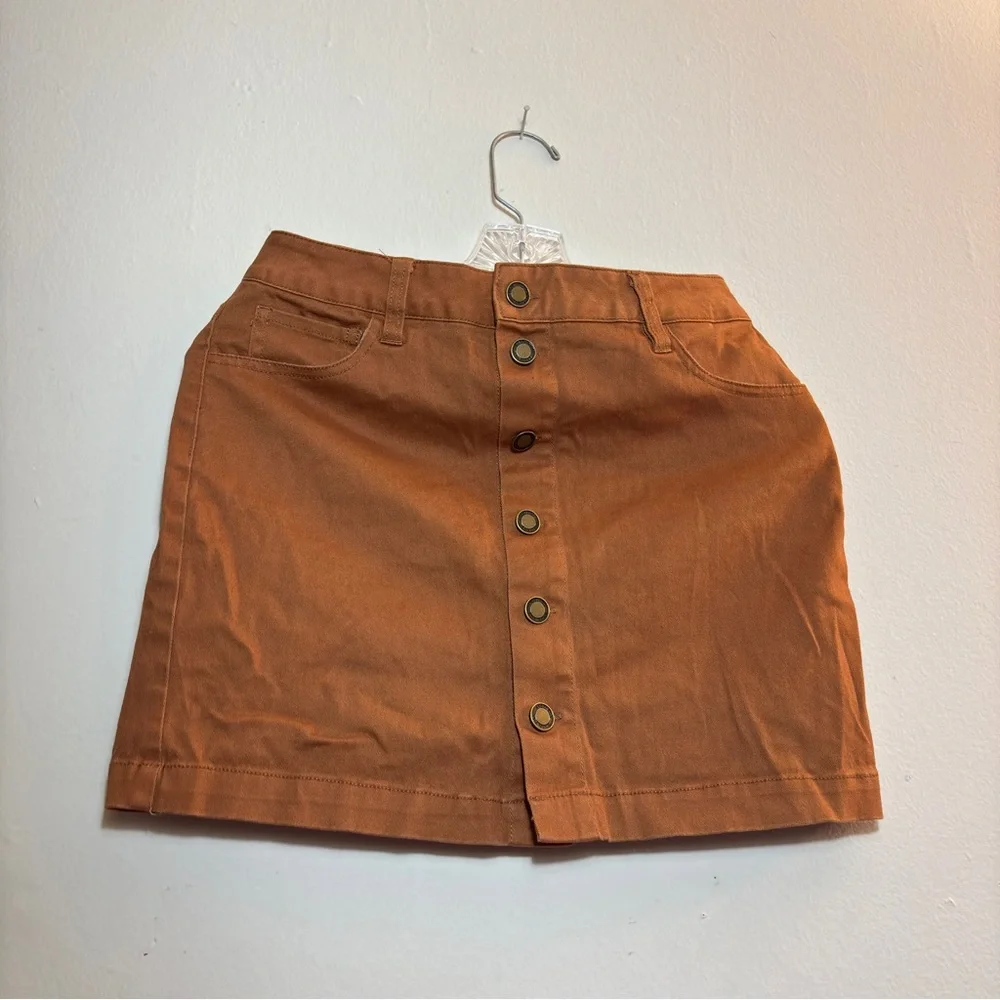 Angel Kiss Copper Button-Front Mini Skirt